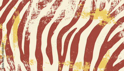 Textile pattern fabric design, terracotta zebra print, bold hand-rendered strokes, trendy pattern rustic home decor, wallpaper for living room, vector illustration, pale yellow zebra stripes