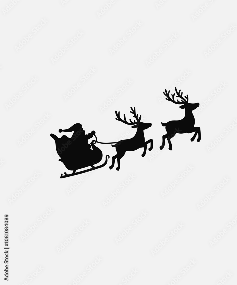 Fototapeta premium PrintIllustration of a Santa clouds silhouette Vector illustration of a Christmas silhouette