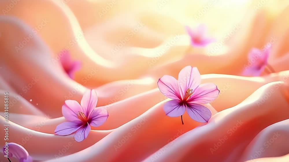 abstract delicate background with flowers and milky waves abstract delicate background with flowers and milky waves