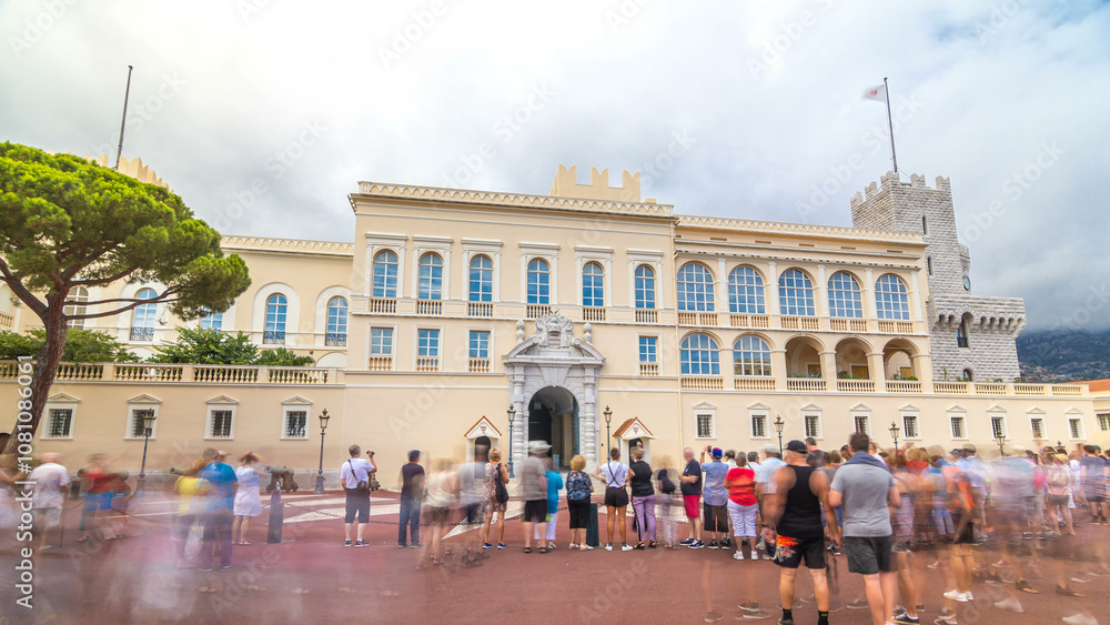 Obraz premium Prince's Palace of Monaco timelapse hyperlapse. Official residence of the Prince of Monaco.