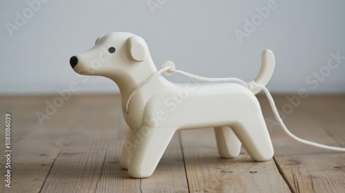 Charming Wooden Dog Toy for Children with Pulling String and Minimalist Design, Perfect for Playrooms and Educational Settings, Promoting Motor Skills and Imagination photo