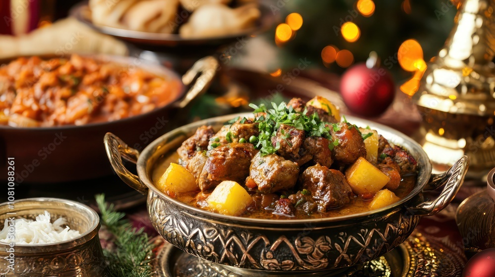 Traditional dishes from around the world featured in a multicultural Christmas dinner Traditional dishes from around the world featured in a multicultural Christmas dinner