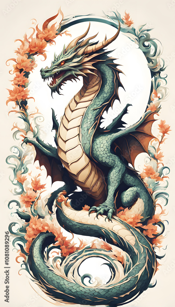 Fototapeta premium vintage style dragon