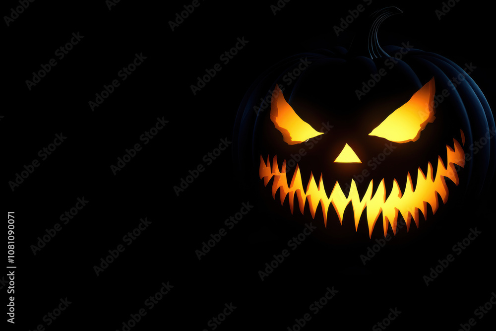 Scary Halloween jack-o'-lantern in darkness Scary Halloween jack-o'-lantern in darkness