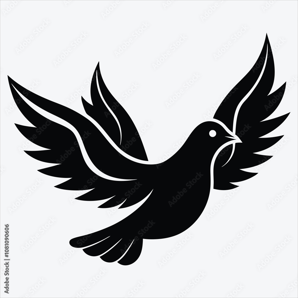 Obraz premium peace dove, Silhouette White background illustration, Generative Ai