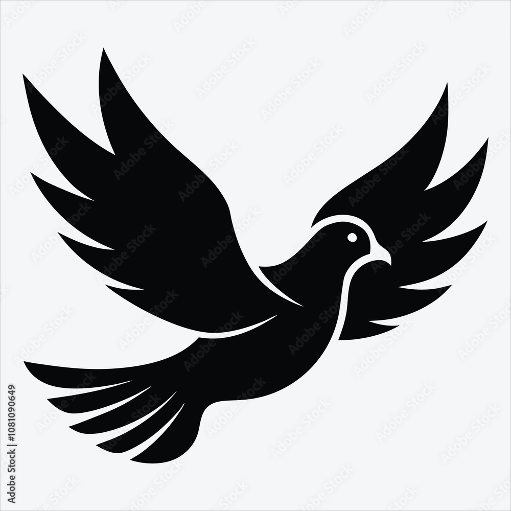 Fototapeta premium peace dove, Silhouette White background illustration, Generative Ai