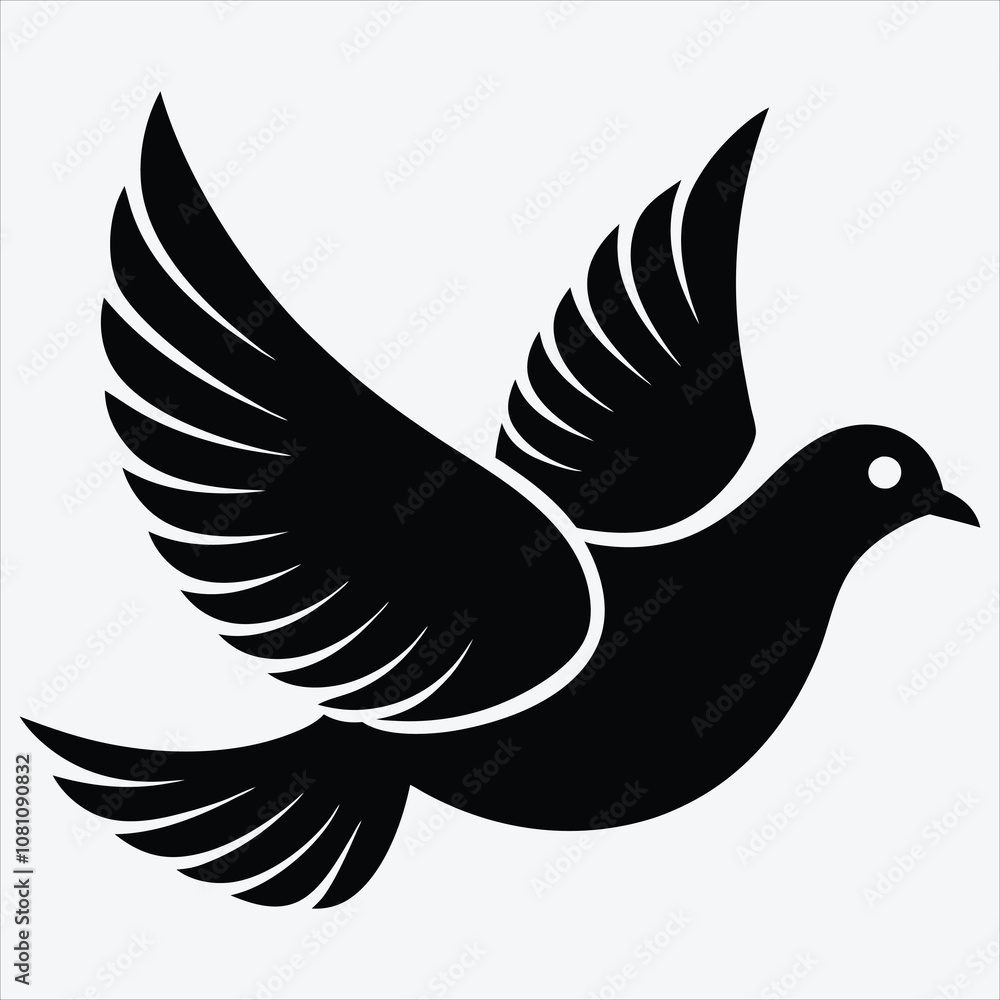 Fototapeta premium peace dove, Silhouette White background illustration, Generative Ai