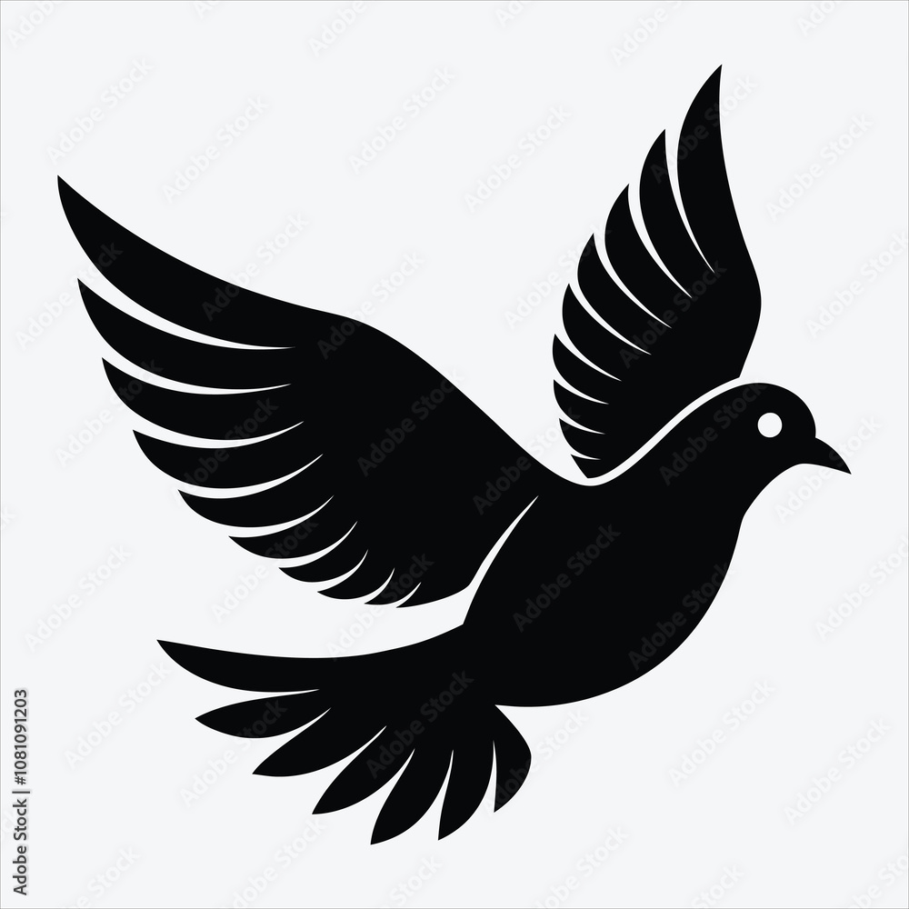 Fototapeta premium peace dove, Silhouette White background illustration, Generative Ai