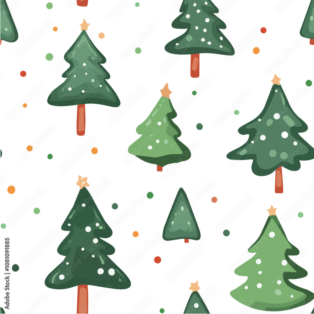 Fototapeta premium Illustration of seamless pattern with christmas trees
