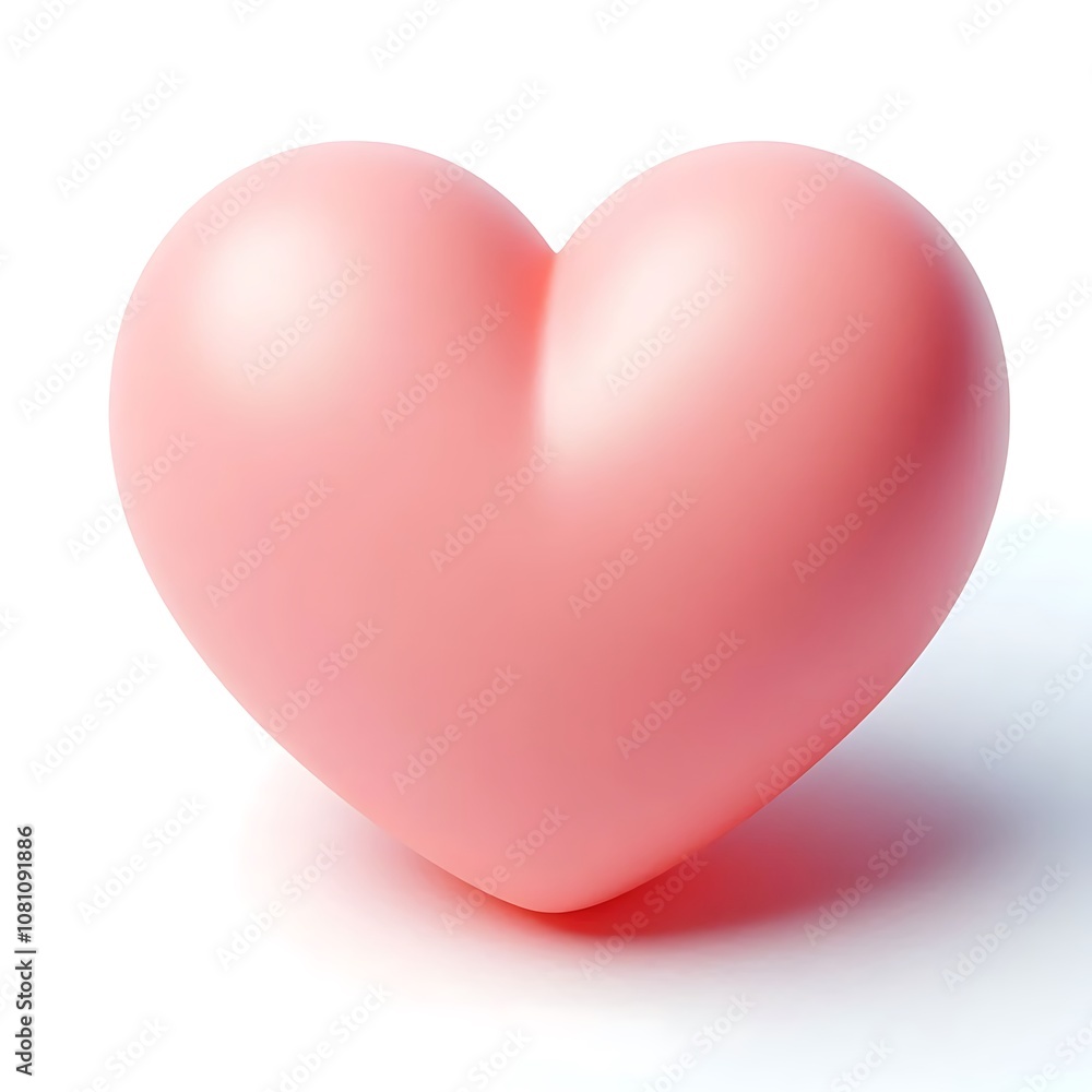 3D Render of Pink Heart on White Background 3D Render of Pink Heart on White Background