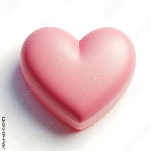 3D Render of Pink Heart on White Background