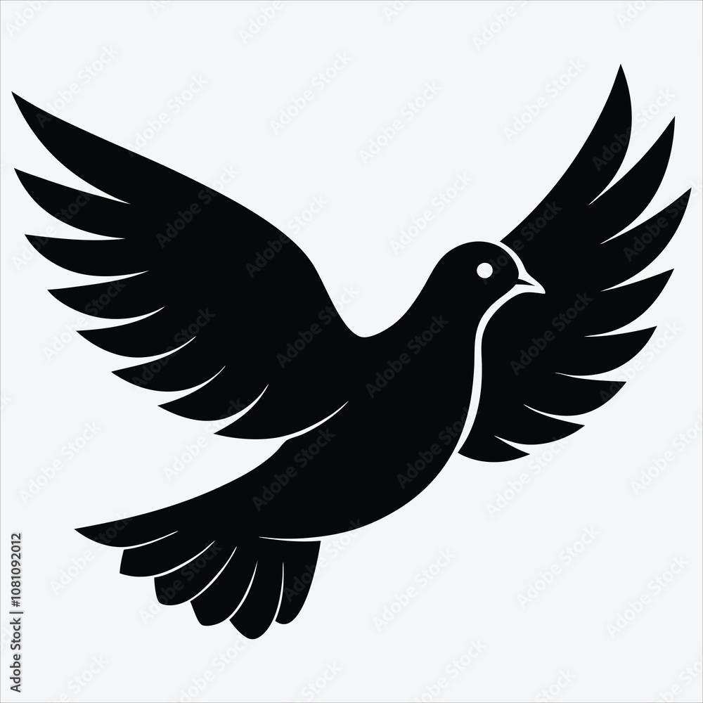 Obraz premium peace dove, Silhouette White background illustration, Generative Ai
