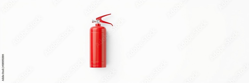 Vibrant red fire extinguisher isolated on clean white background, cylinder, safety Vibrant red fire extinguisher isolated on clean white background, cylinder, safety