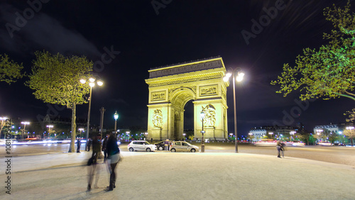 Arc de Triomphe, Paris, France at night timelapse hyperlapse photo