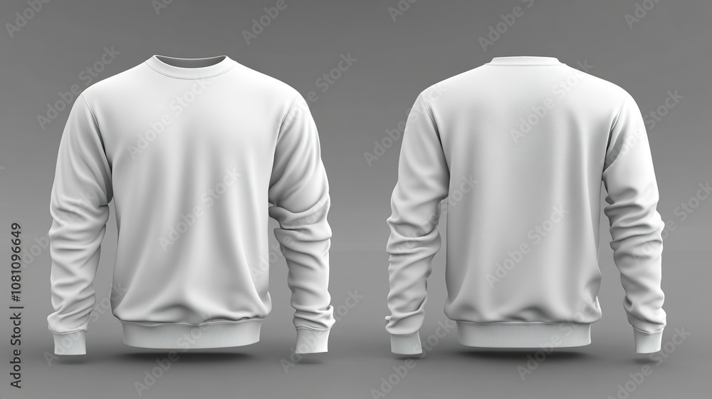 Maqueta de un jersey de color blanco con vista frontal y superior. Maqueta de un jersey de color blanco con vista frontal y superior.