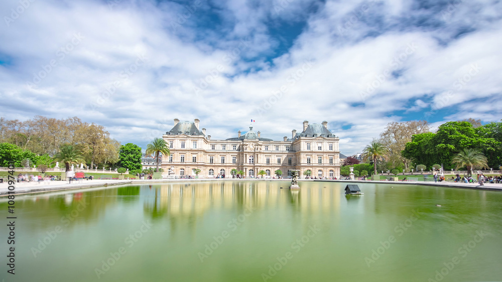 The Luxembourg Palace in Luxembourg Gardens in Paris, France timelapse hyperlapse The Luxembourg Palace in Luxembourg Gardens in Paris, France timelapse hyperlapse