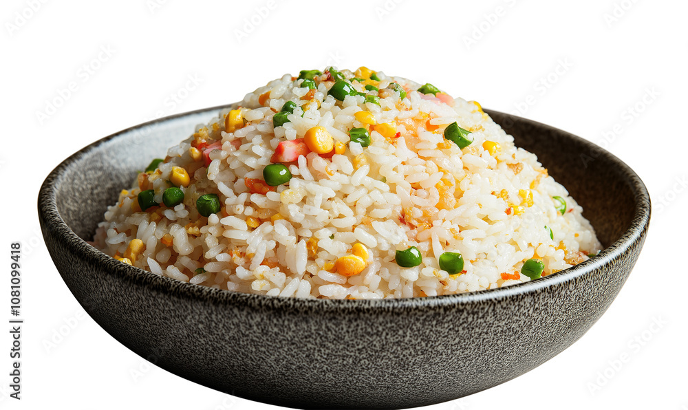 PNG Fried rice Nasi goreng isolated on a white background PNG Fried rice Nasi goreng isolated on a white background