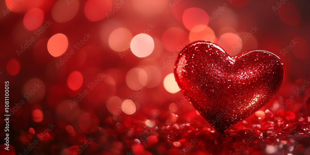 Red Crystal Heart with Bokeh Background Red Crystal Heart with Bokeh Background