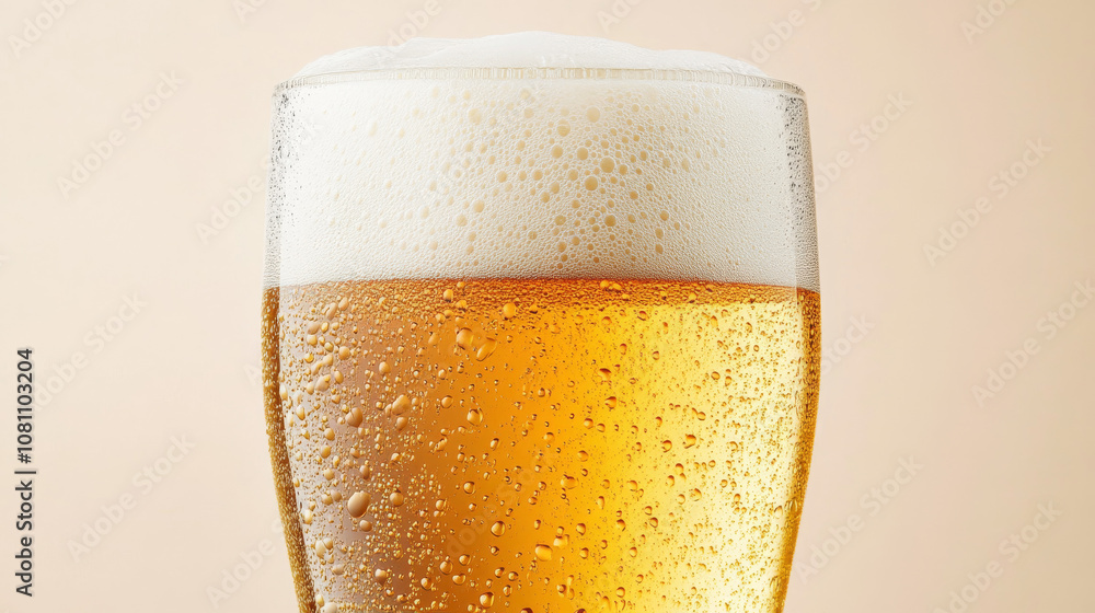 The bubbles in the beer are perfectly clear, with slight condensation on the glass. The bubbles in the beer are perfectly clear, with slight condensation on the glass.