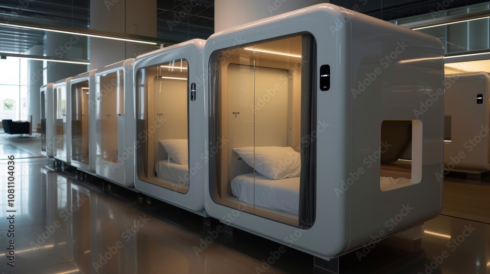 Modern Sleep Box in a Futuristic Terminal Generative AI Modern Sleep Box in a Futuristic Terminal Generative AI