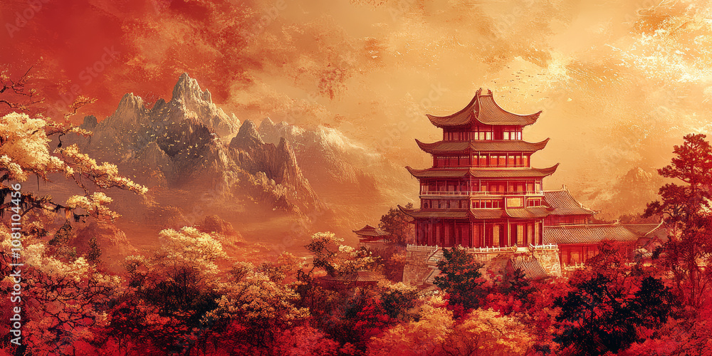 Obraz premium Retro traditional Chinese painting style art background