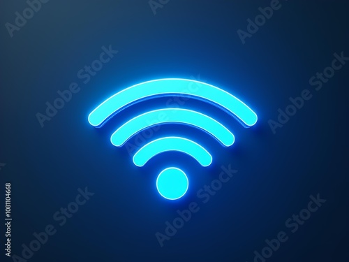 Blue WIFI symbol in dark black background