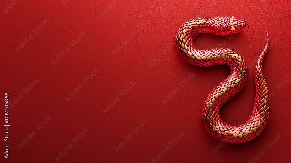 Red and Gold Chinese New Year Graphic Design Featuring a Snake Generative AI Red and Gold Chinese New Year Graphic Design Featuring a Snake Generative AI