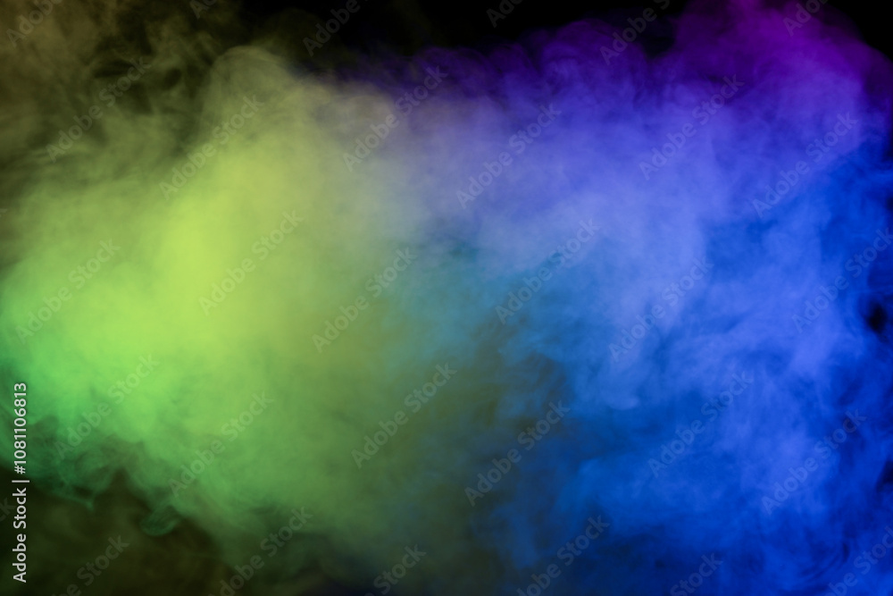Blue and purple steam on a black background. Blue and purple steam on a black background.