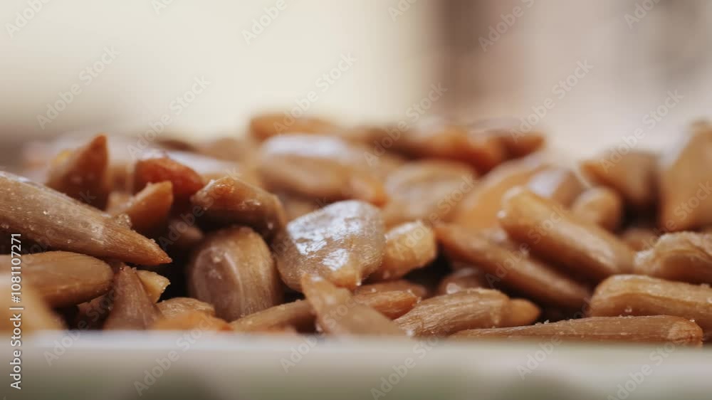 Peeled sunflower seeds close up macro food, texture background, top view. Peeled sunflower seeds close up macro food, texture background, top view.