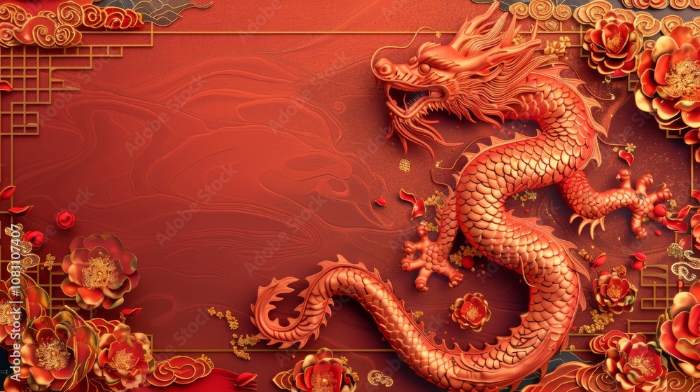 Obraz premium Luxurious Snake Design for Chinese New Year Celebrations Generative AI