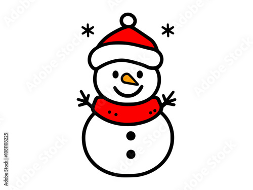 Happy snowman with Santa hat