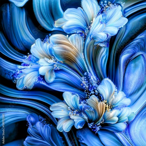blue flower background, illustration