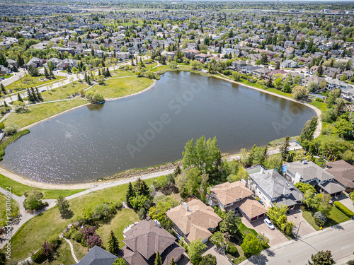 Aerial Drone View of Erindale Neighborhood in Saskatoon, Saskatchewan photo