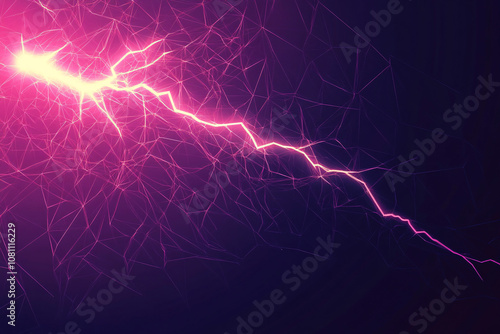 neon pink lightning streaks across a dark sky with web-like electric lines creating a surreal and intense visual impact 