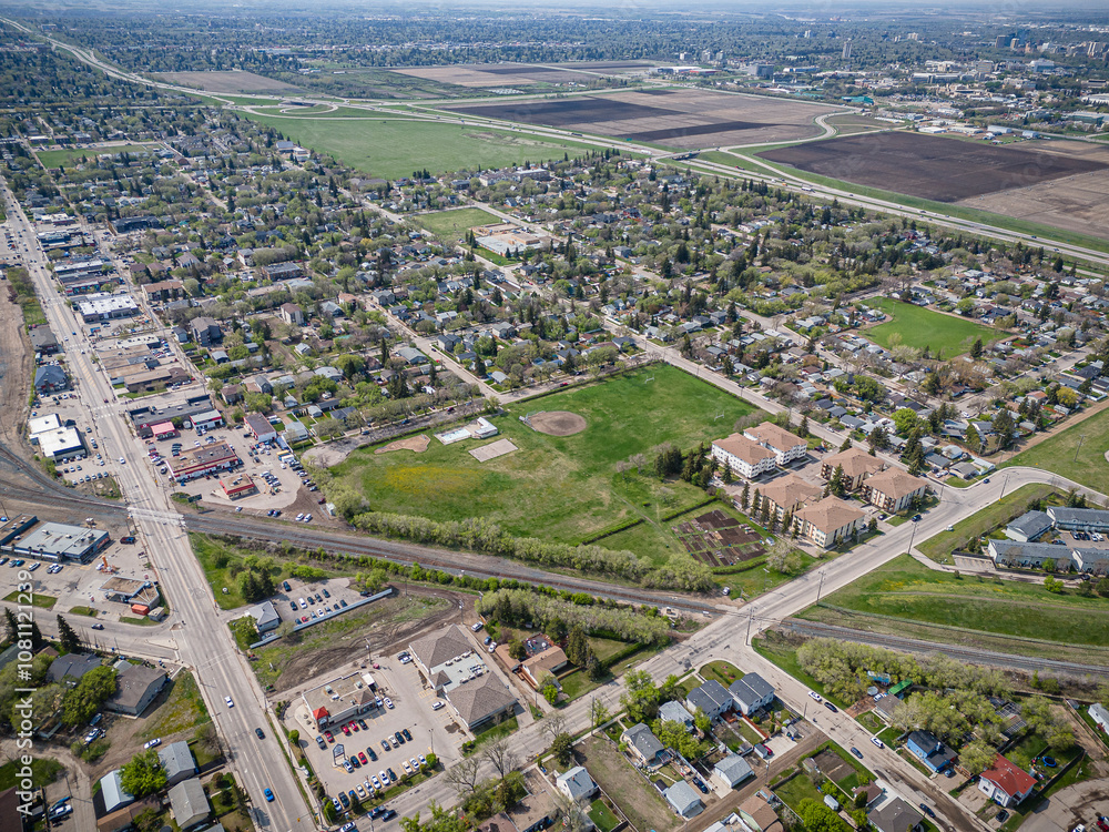 Aerial Drone View of Forest Grove Neighborhood in Saskatoon, Saskatchewan Aerial Drone View of Forest Grove Neighborhood in Saskatoon, Saskatchewan