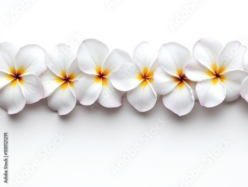 White Plumeria Flowers on Seamless Background