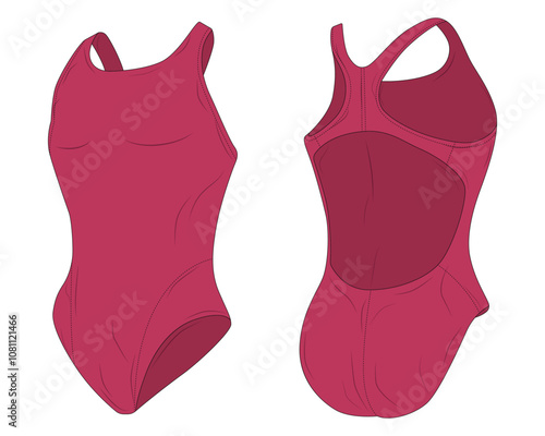 Plain women swimsuit mockup front and back view