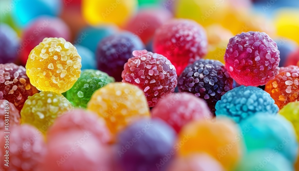 Colorful gummy candies arranged in vibrant clusters on a bright surface during daylight Colorful gummy candies arranged in vibrant clusters on a bright surface during daylight