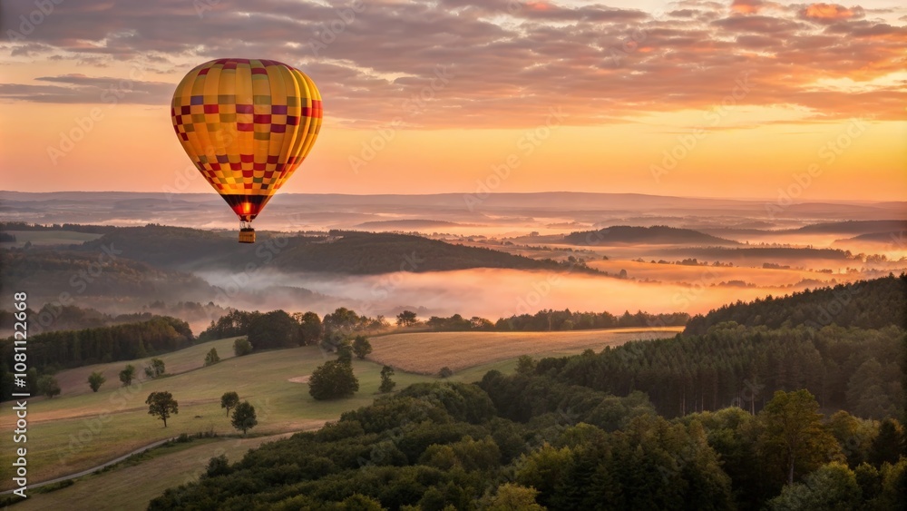 Fototapeta premium hot air balloon at sunset