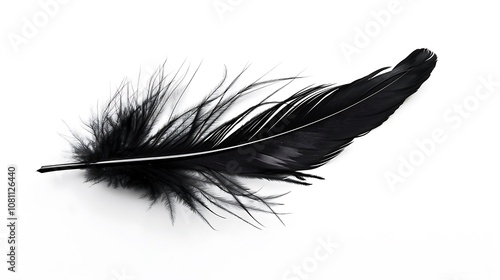 Black feather isolated on white background