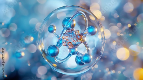 Detailed crosssection of an atom highlighting the distribution of its particles photo