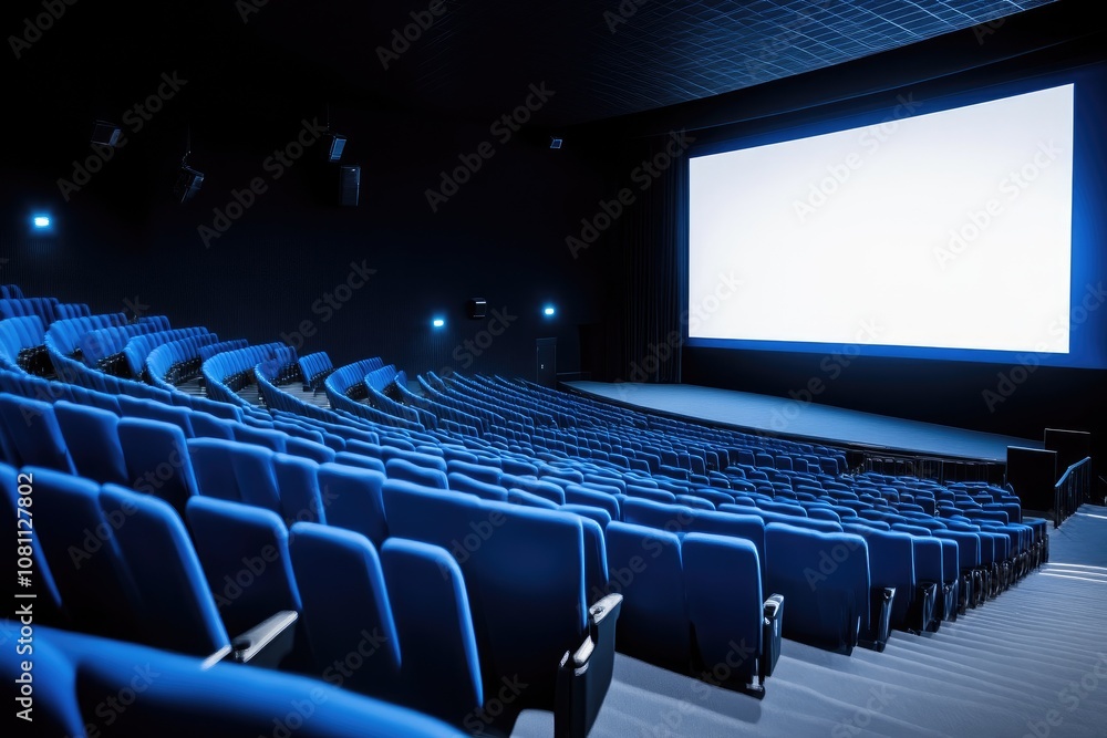 Dramatic Lighting in Movie Theater Aisle Dramatic Lighting in Movie Theater Aisle