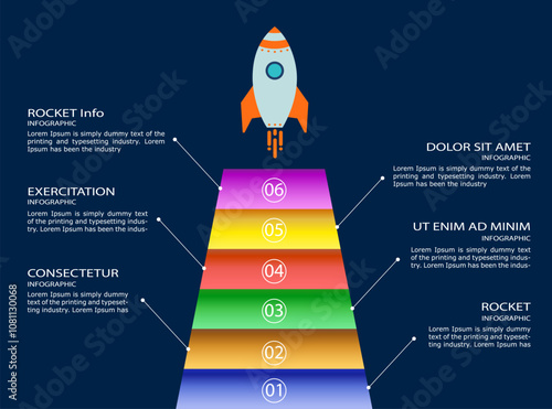 rocket - successful startup, growing trend, list of points.