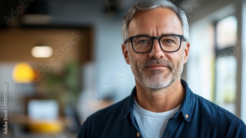 Happy middle-aged professional businessman wearing glasses, confident executive portrait