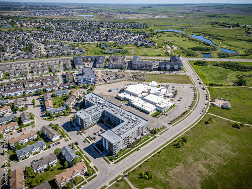 Aerial Drone View of Lakewood Suburban Centre in Saskatoon, Saskatchewan