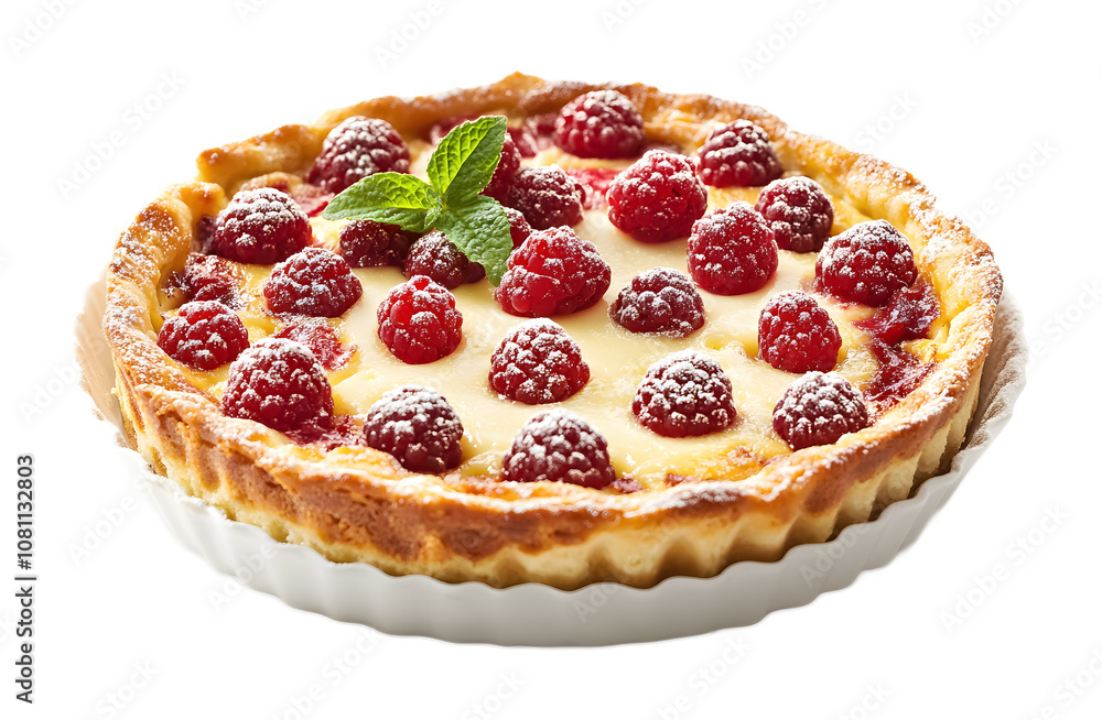 tempting clafoutis isolated on white background tempting clafoutis isolated on white background