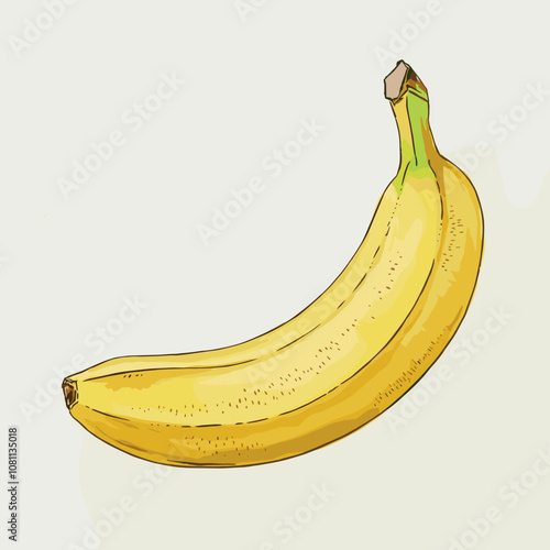 Watercolor Illustration of a Ripe Banana