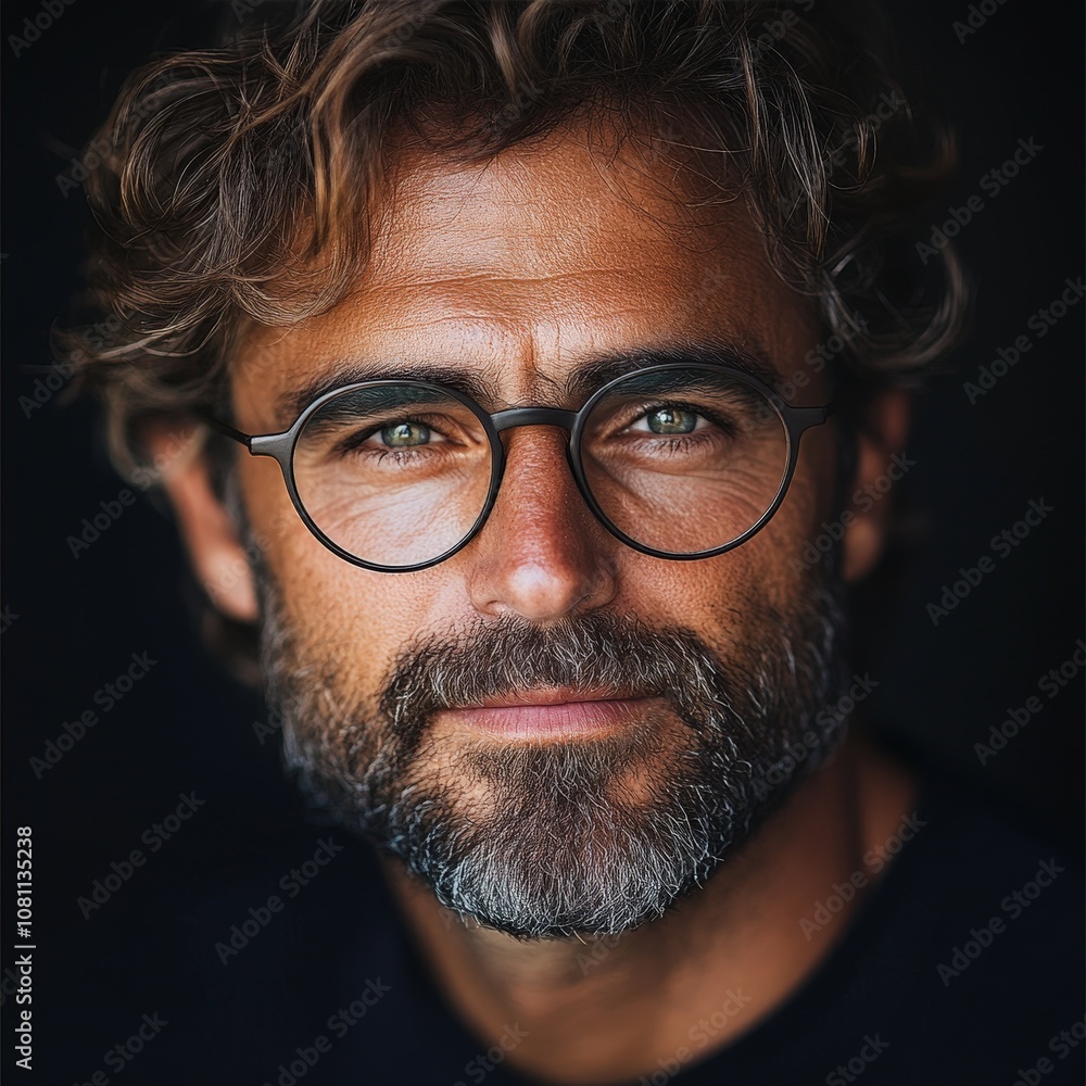 Confident middle-aged business man wearing glasses in office Confident middle-aged business man wearing glasses in office