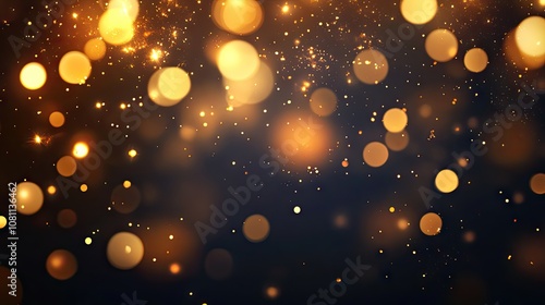 A mesmerizing backdrop of golden bokeh lights against a dark background, creating a warm and festive atmosphere.