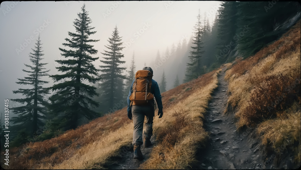 sweeping cinematic photograph of a lone hiker sweeping cinematic photograph of a lone hiker